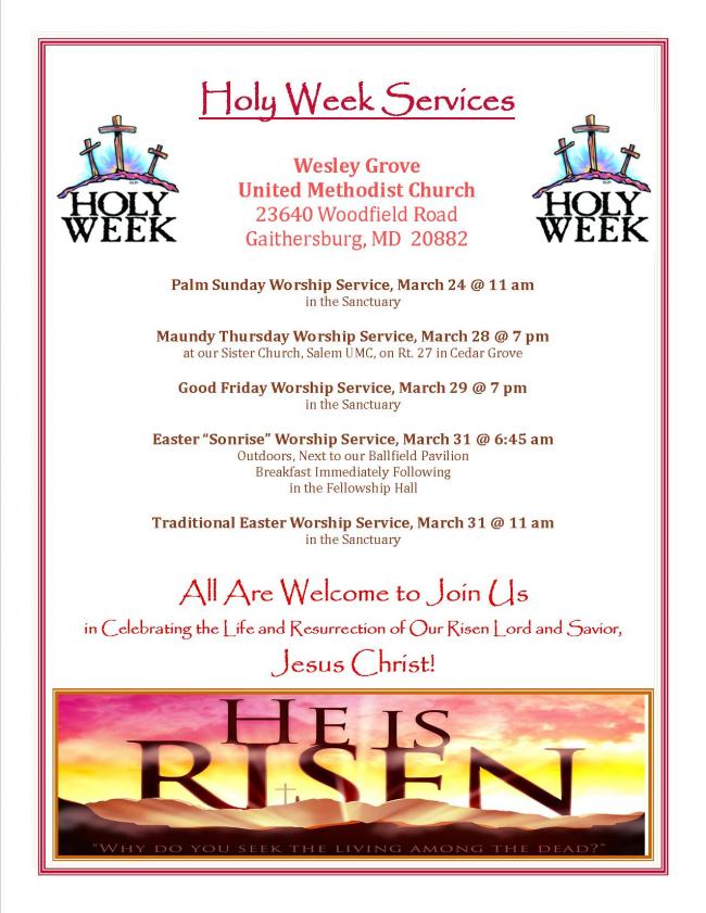 Holy Week Worship Services